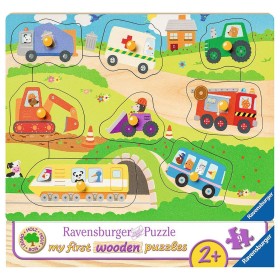 Primul meu puzzle din lemn cu vehicule 8 piese